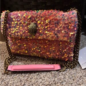 Kurt Geiger Kensington Medium Sequin Handbag Pink Shoulder Bag